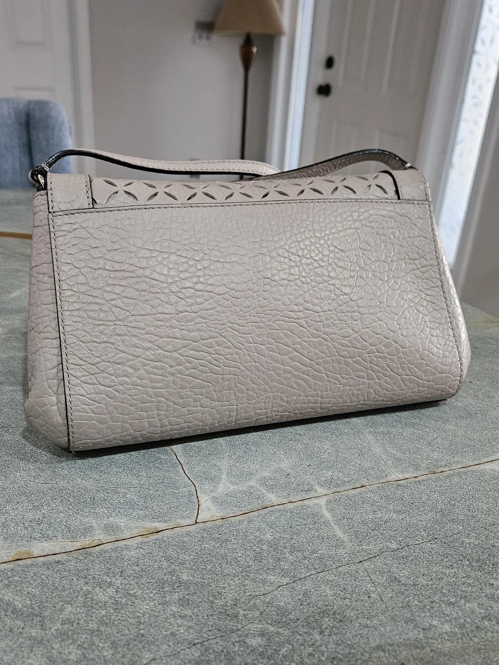 NWOT Kate Spade Gray Laser Cut Leather Crossbody Shoulder Bag
